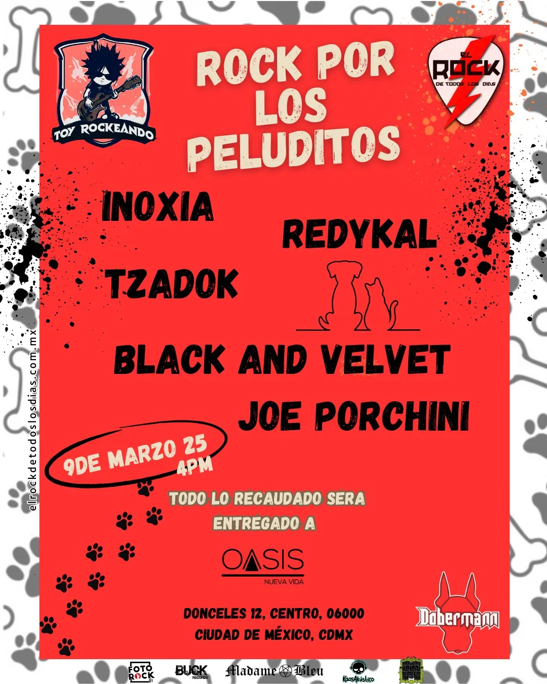 Cartel Rock por los Peluditos - Toy Rockeando