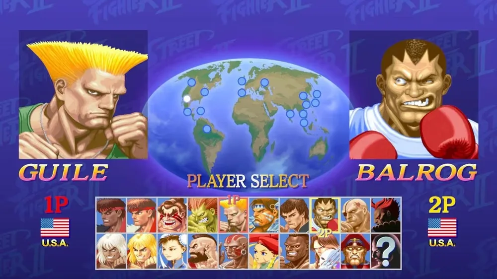 Pantalla de selección de personajes de Ultra Street Fighter II